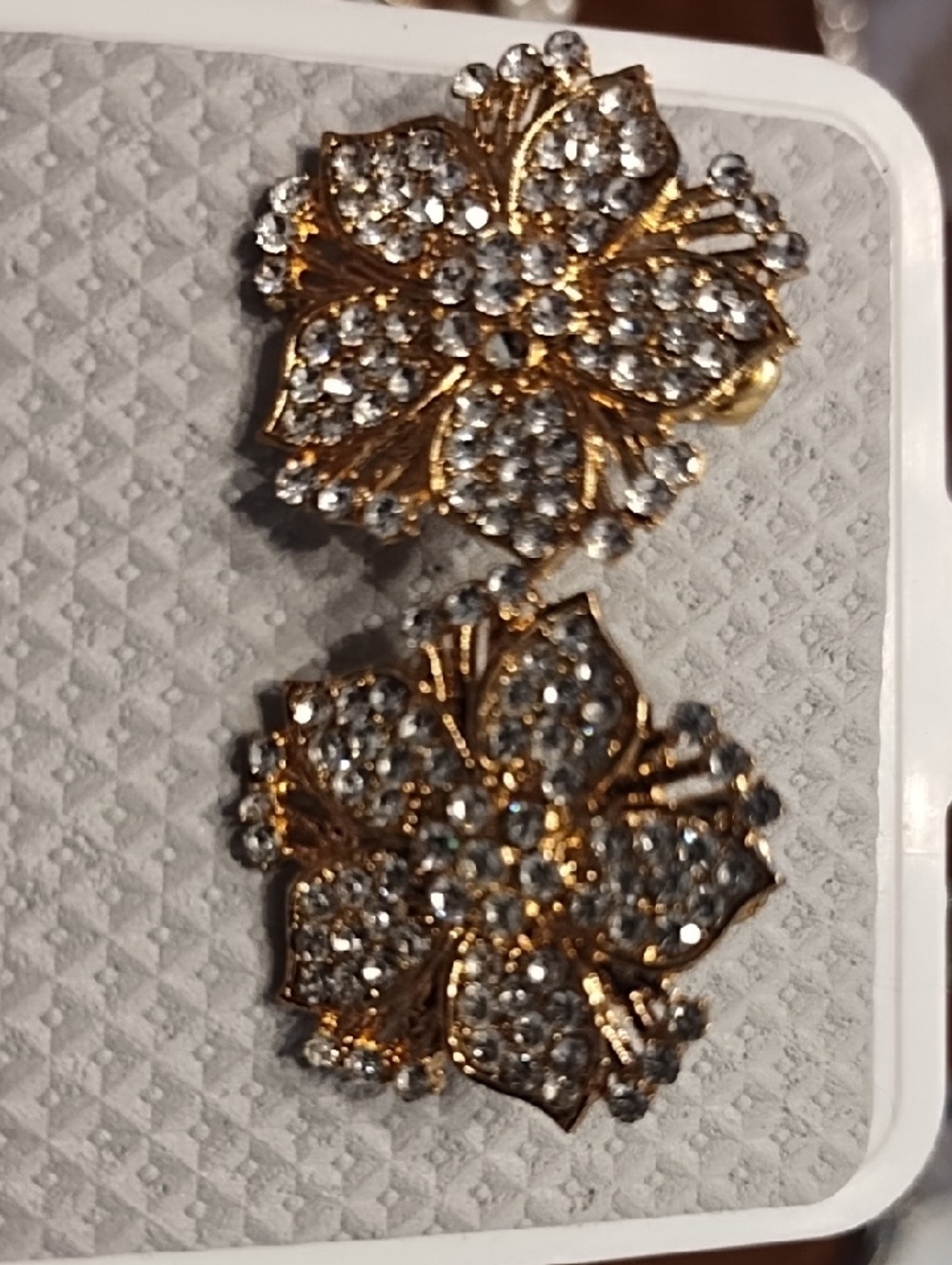 Gold Crystal Flower Stud Earrings - Women Jewelry